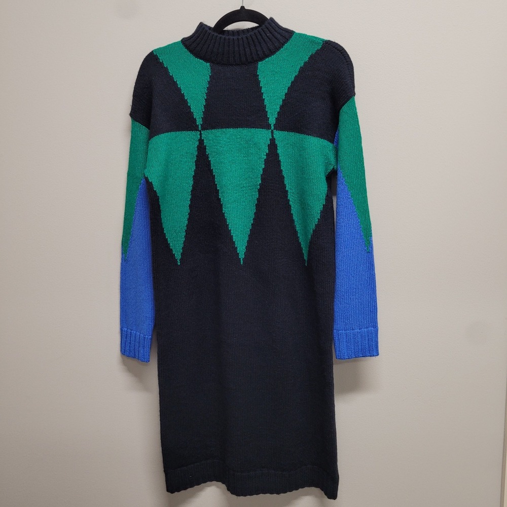 Etcetera Bjork Geometric Intarsia Mock Neck Sweater Dress Multi S 2-DR-2325